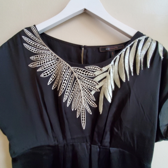 bcbgmaxazria 100% Silk Dress with beautiful leaves embroidery, small - Picture 7 of 7